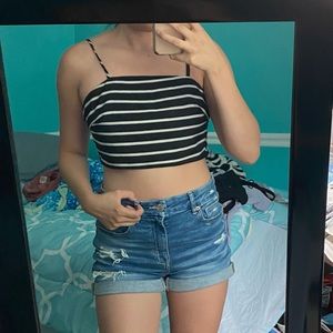 Black & White tie crop top